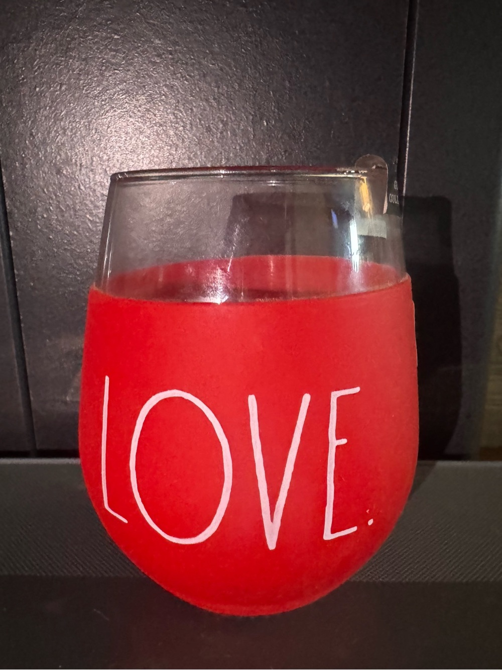 Rae Dunn LOVE Red Stemless Wine Glass Valentine’s Day Decor